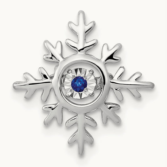 Vibrant Moving Sapphire Snowflake Chain Slide, 14K White Gold