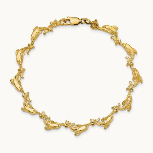 Dolphin Bracelet, 14K