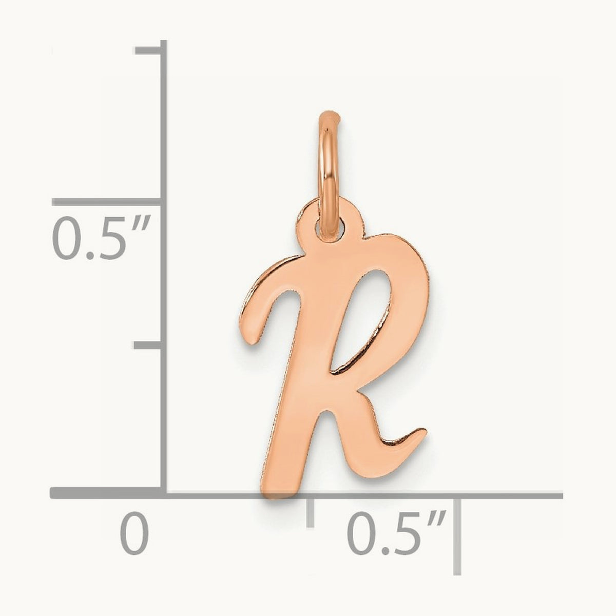 Small Script Letter R Initial Charm, 14K Rose Gold