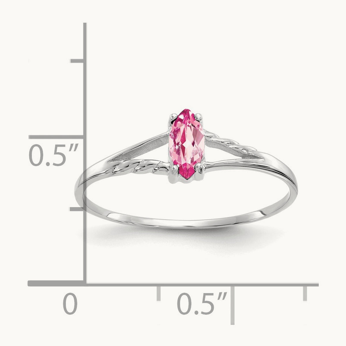 Pink Tourmaline Birthstone Ring, 14K White Gold
