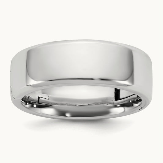 CLIQ Hinged Beveled Edge Wedding Band, 7mm, 14K White Gold