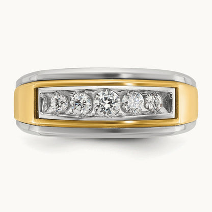 IBGoodman Men's Polished 5-Stone Diamond Ring, 14K Two-tone
