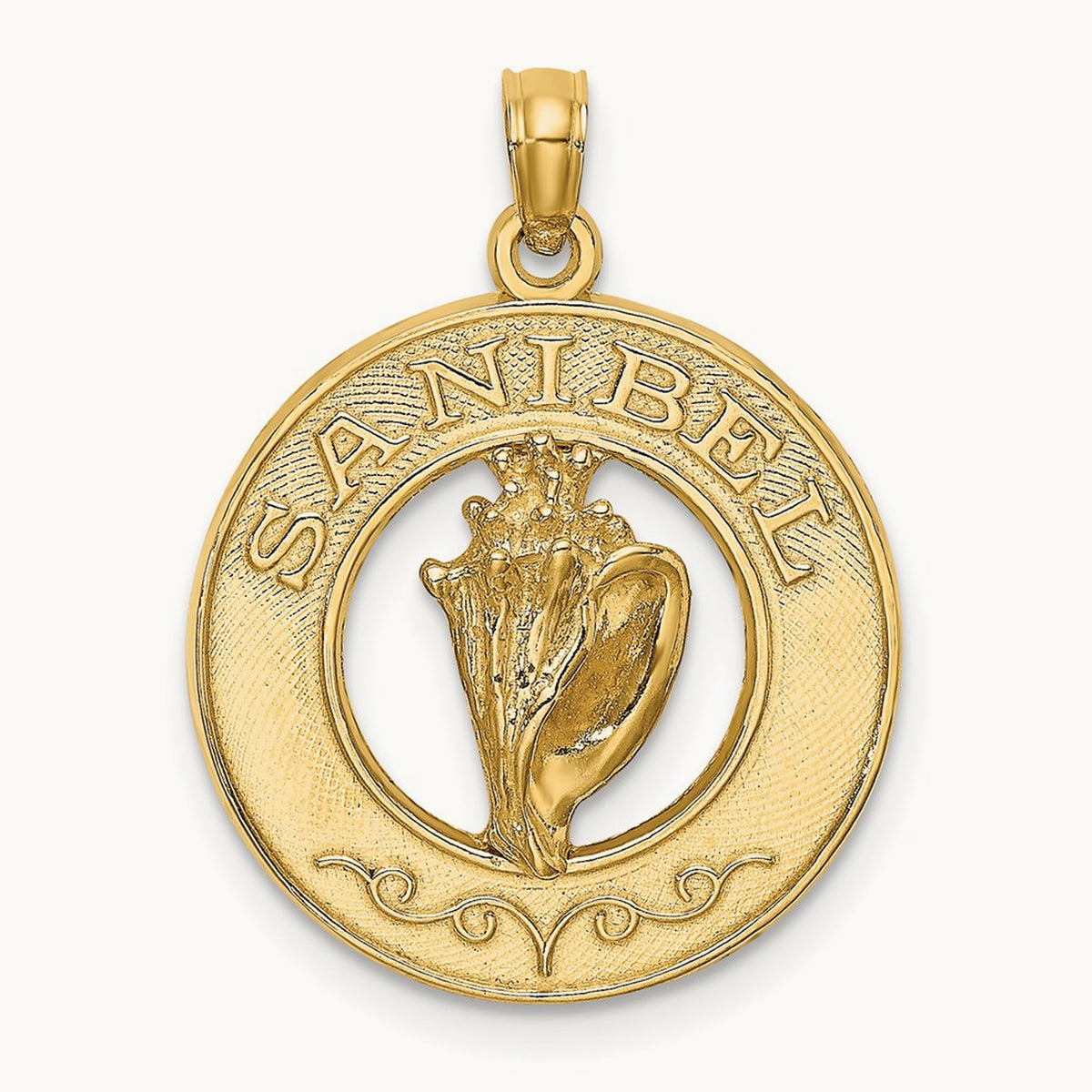 SANIBEL w/Conch Shell Circle Charm, 14K