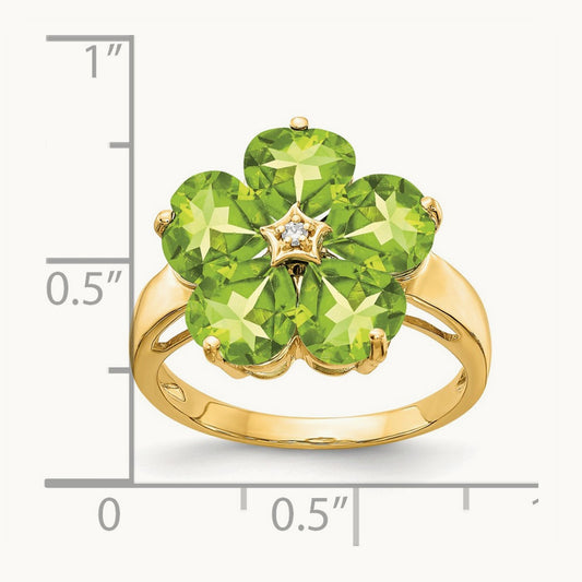 Heart Peridot AA Diamond ring, 6mm, 14K