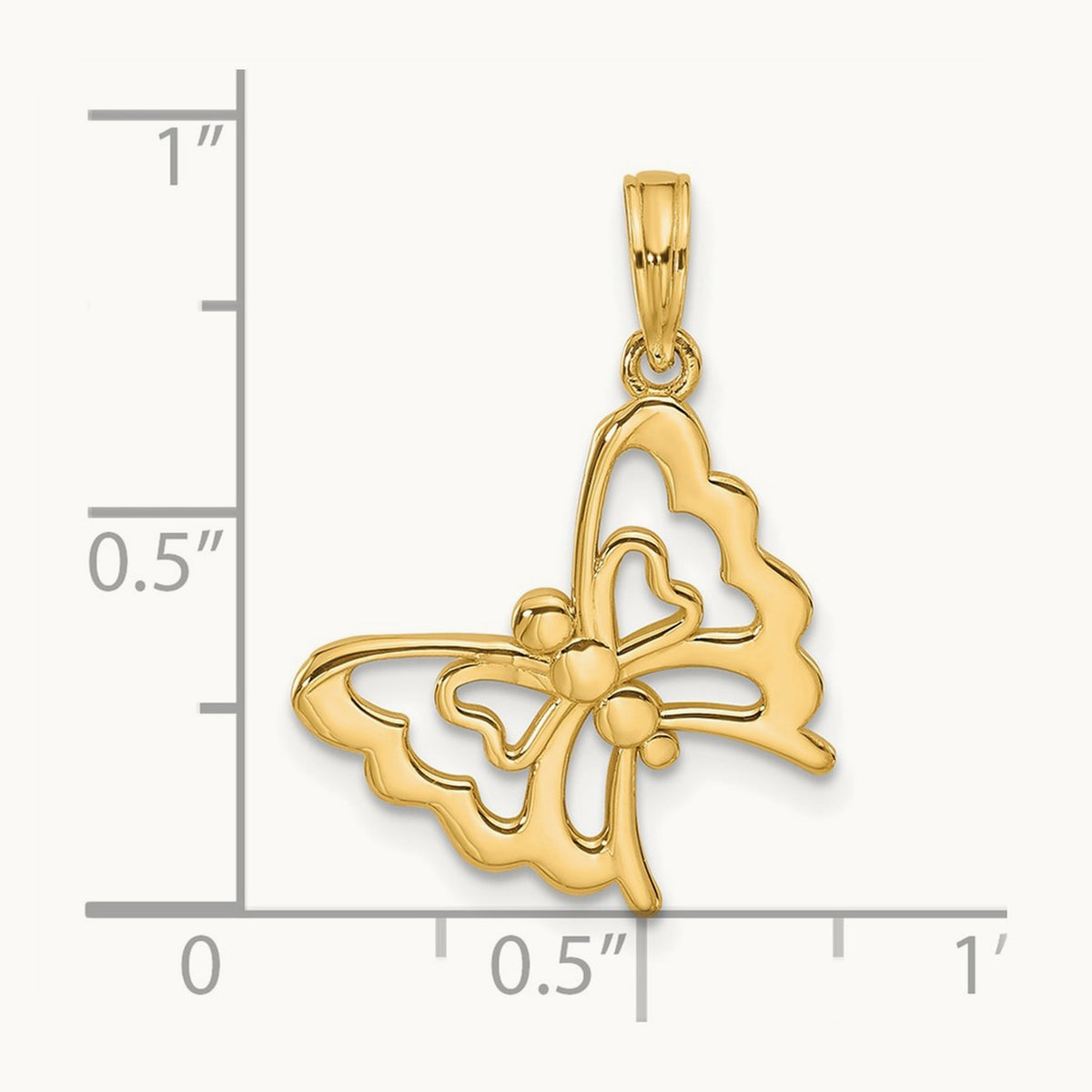 Polished Fancy Butterfly Charm, 14K