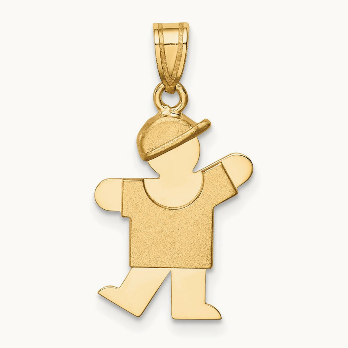 Solid Engravable Boy with Hat on Left Charm — 25mm