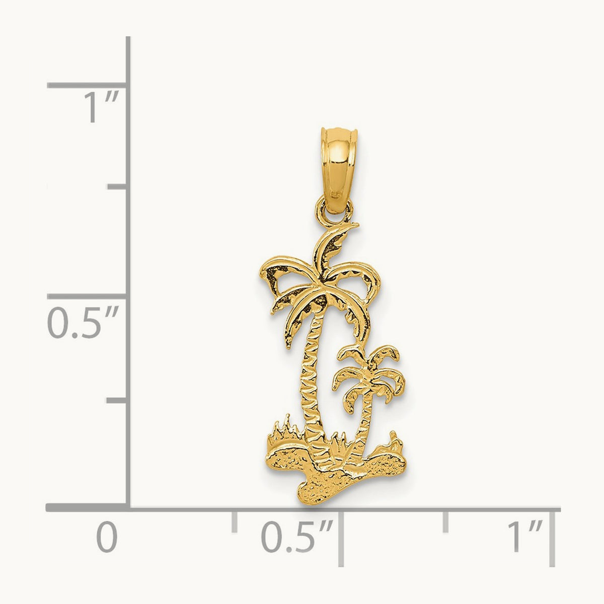 Double Palm Trees Pendant — 14K Yellow Gold, 22.5mm