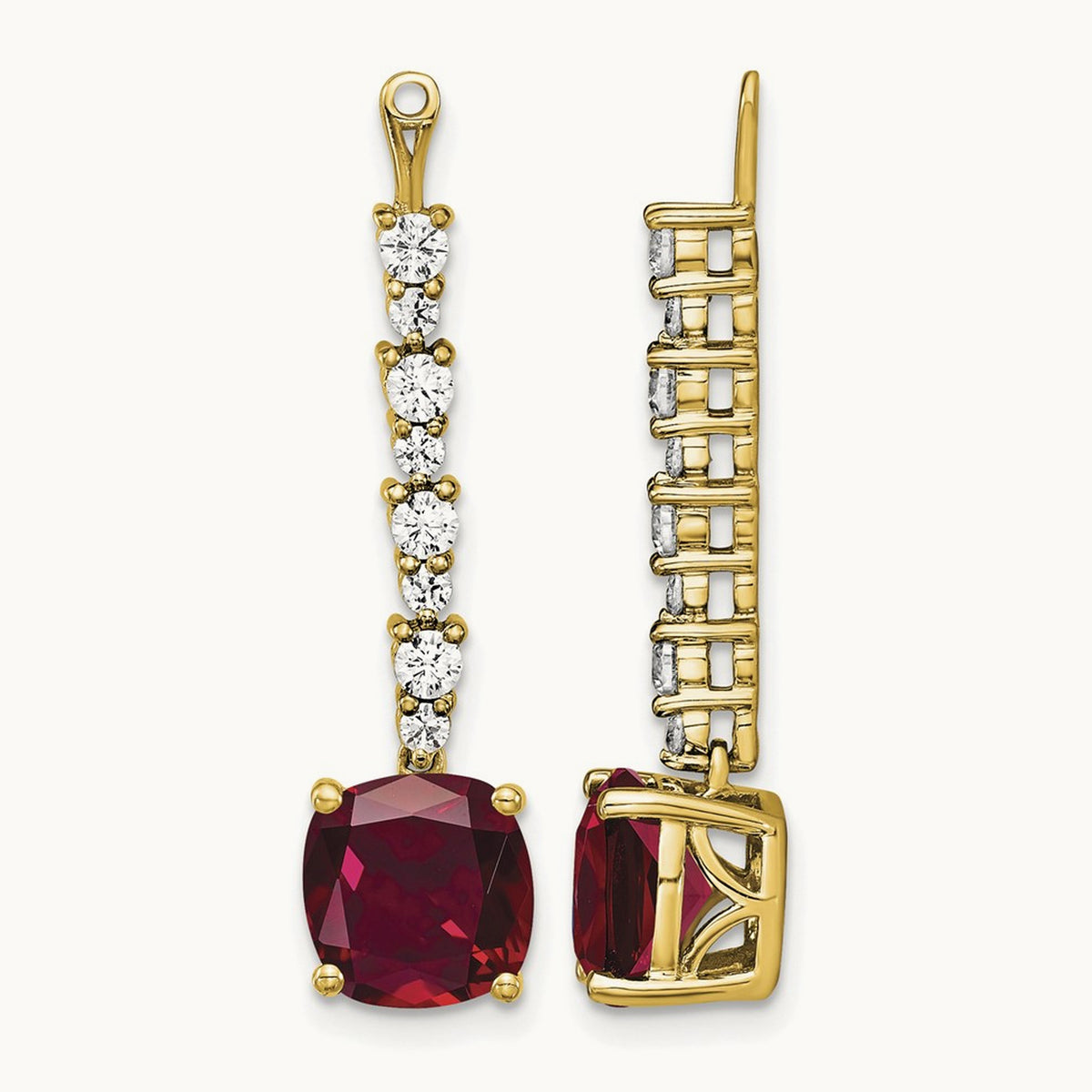 Created Ruby Earring Jackets, 0.50 ct tw Lab-Grown Diamond