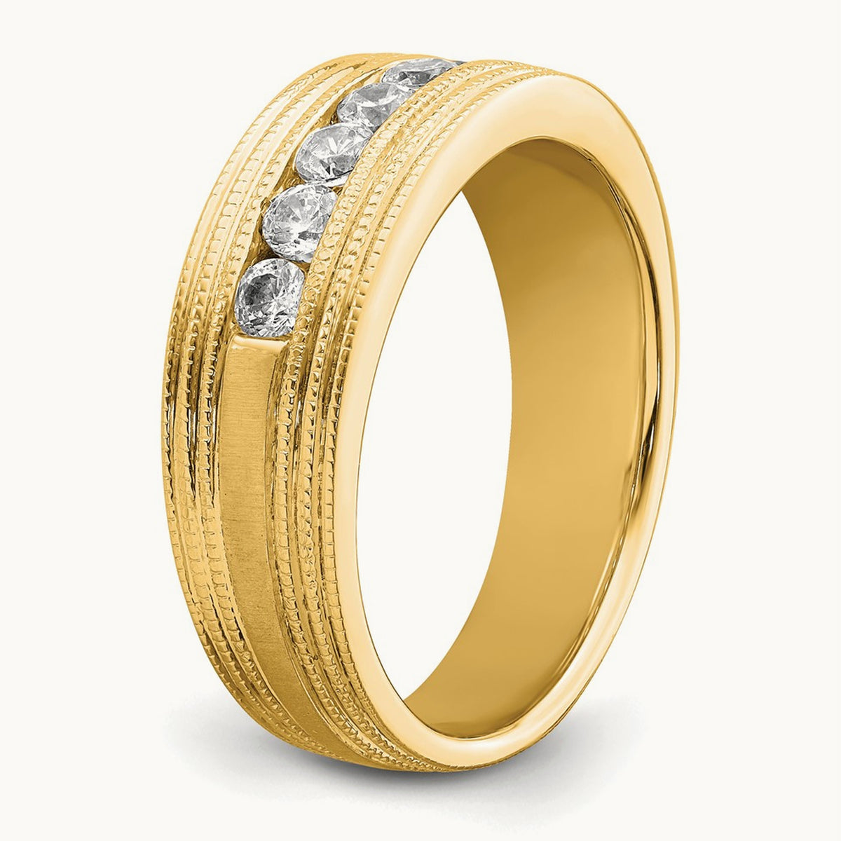 7 Stone Men's Ring, 0.50 ct tw Lab-Grown Diamond — 14K Yellow Gold