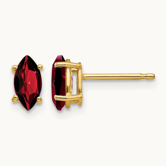 7x3. Marquise Garnet earring, 5mm, 14K