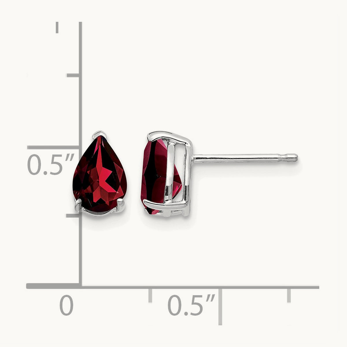 7x5mm Pear Garnet Earrings, 14K White Gold