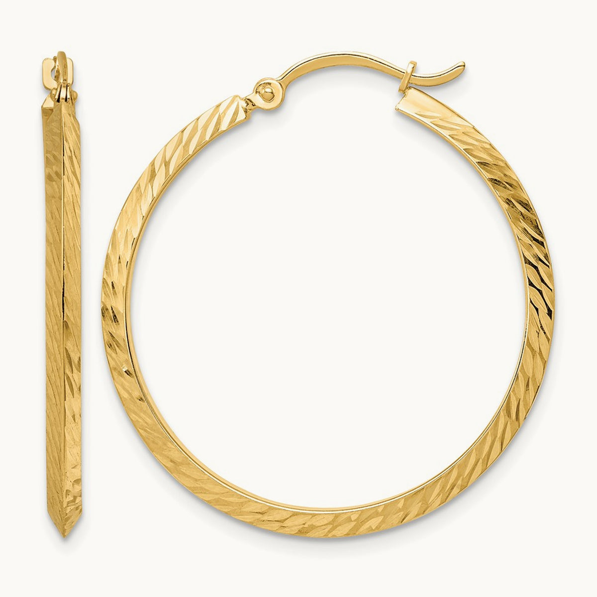 Polished Diamond-Cut Hoop Earrings — 33mm