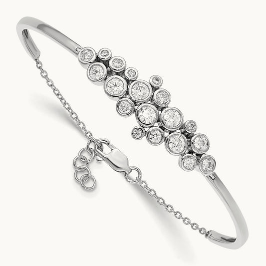 With Ext Bangle Bracelet, 1.50 ct tw Lab-Grown Diamond — 14K White Gold