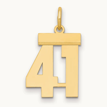 Small Polished Number 41 Charm, 14K