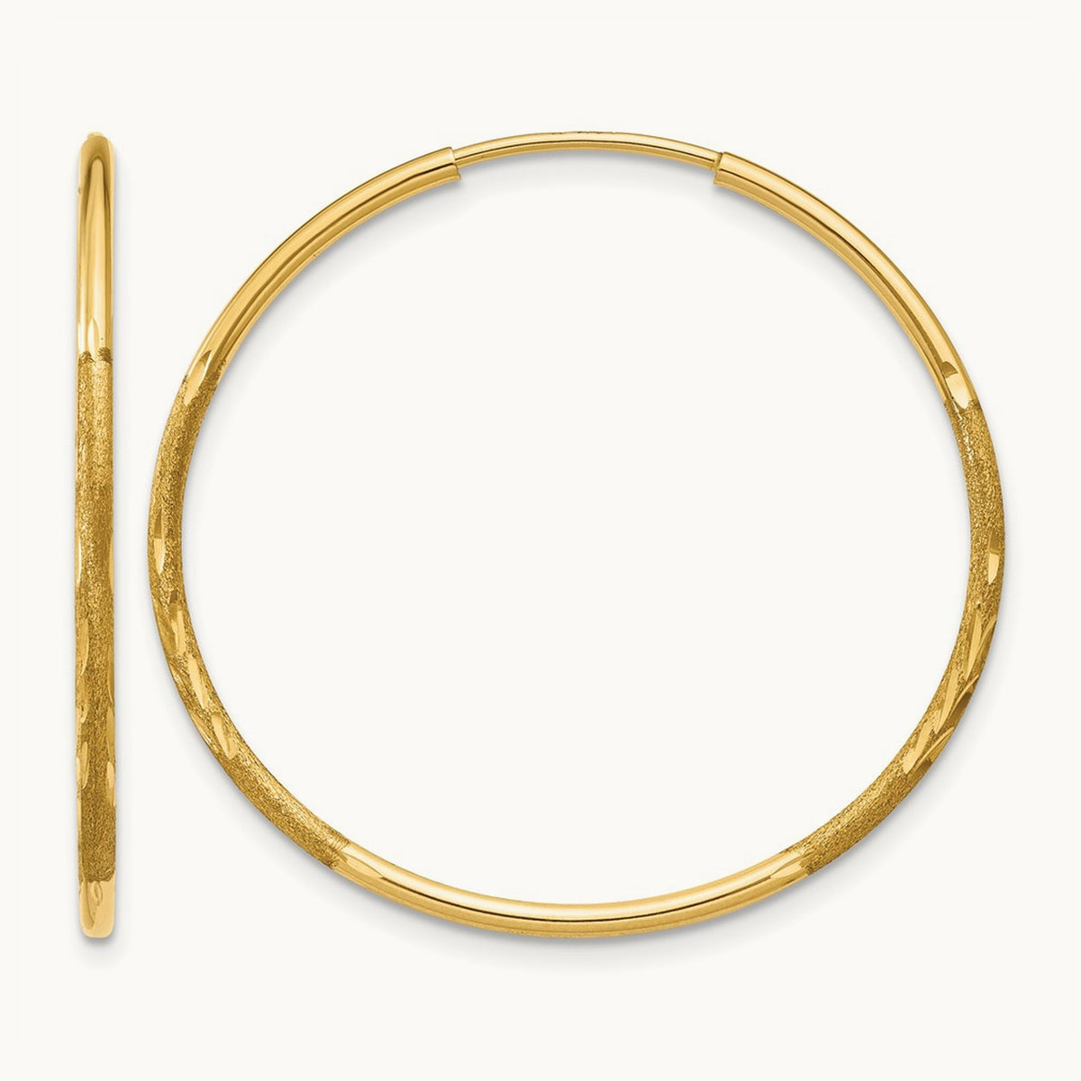 Diamond-cut Endless Hoop Earring — 14K Yellow Gold