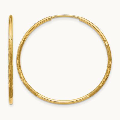 Diamond-cut Endless Hoop Earring — 14K Yellow Gold