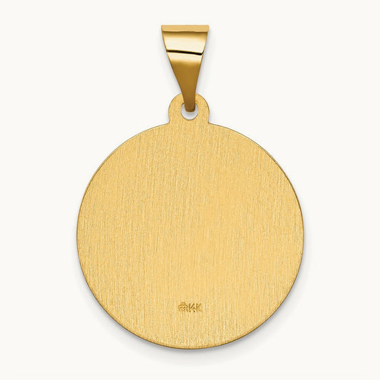 Polished/Satin Spanish Our Lady Guadalupe Hollow Medal, 14K