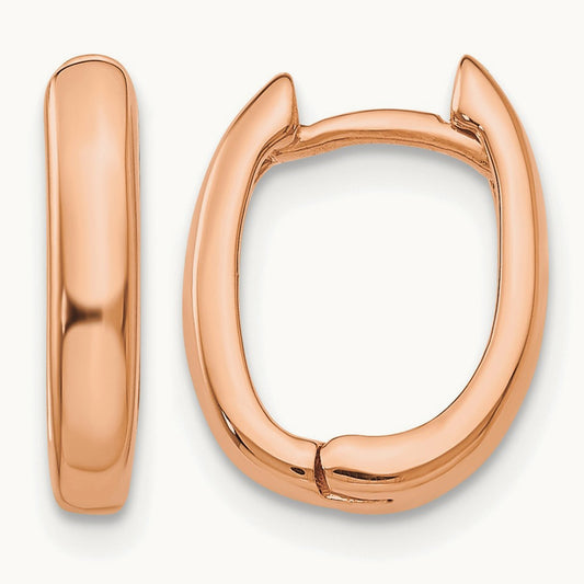 Oval Hinged Hoop Earrings — 14K Rose Gold
