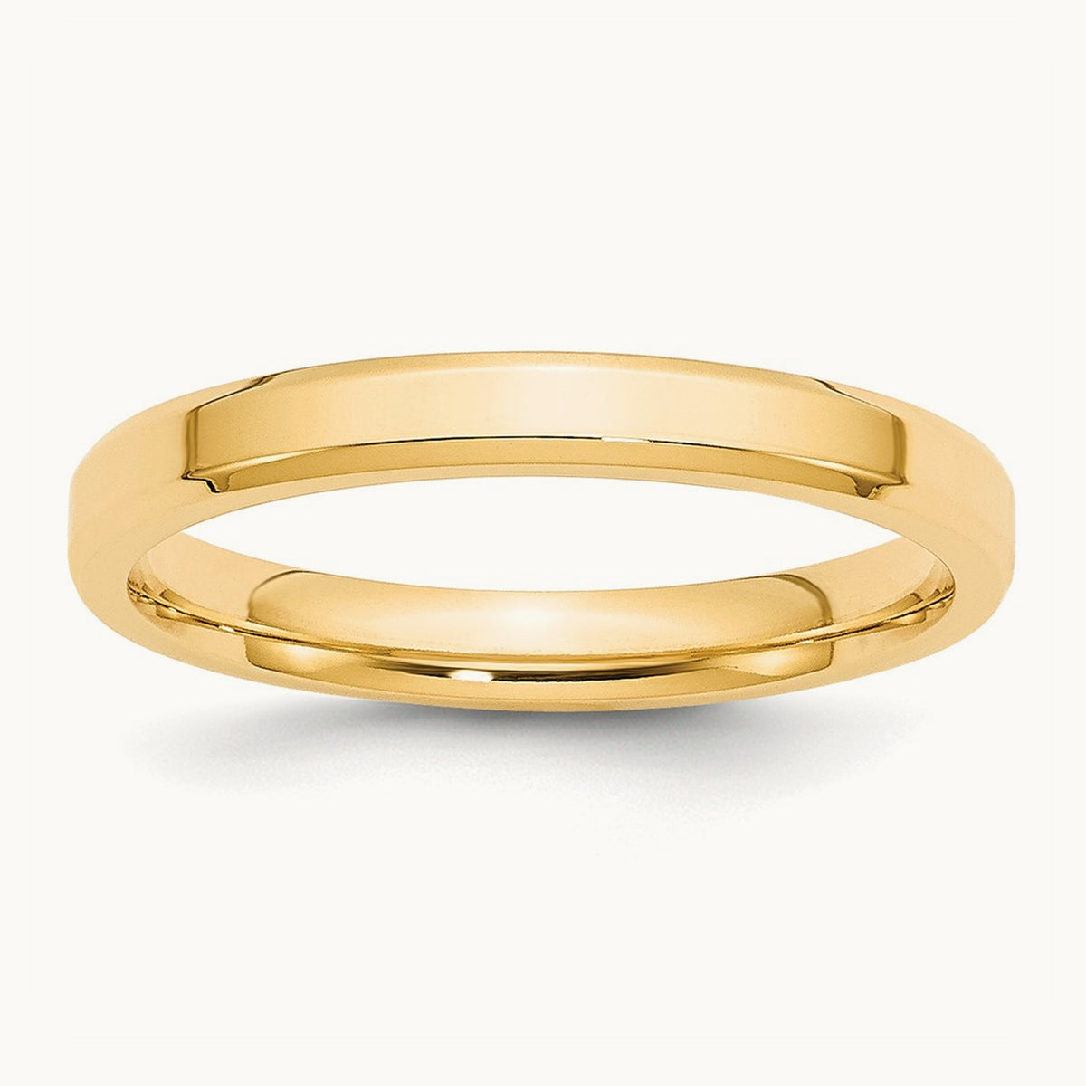 Bevel Edge Comfort Fit Band, 3mm, 10K Yellow Gold