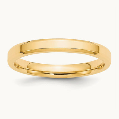 Bevel Edge Comfort Fit Band, 3mm, 10K Yellow Gold
