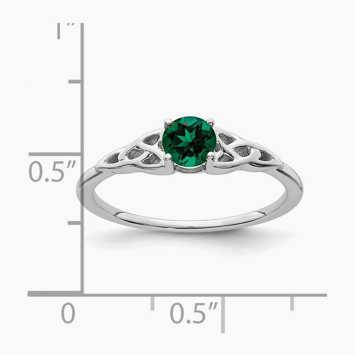 Created Emerald Celtic Knot Ring — 14K White Gold, 7
