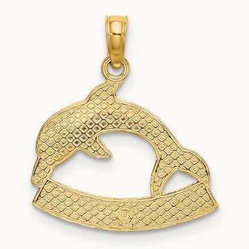 2-D CURACAO Under Polished Dolphin Charm, 14K