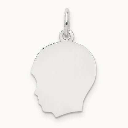 Plain Medium.013 Depth Facing Left Engravable Boy Charm — 22mm