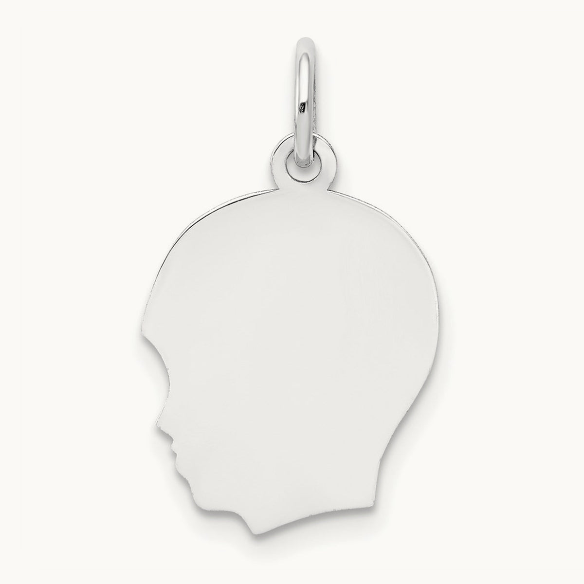 Plain Medium.027 Depth Facing Left Engravable Boy Charm — 22mm
