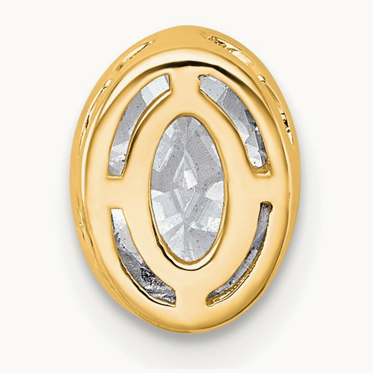 Oval Bezel Set Chain Slide Pendant, 0.25-3.00 ct tw Lab-Grown Diamond — 1 ct, 14K Yellow Gold