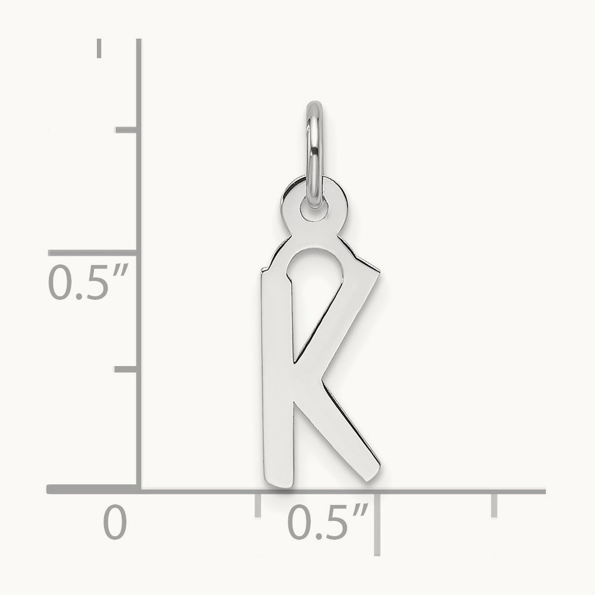 Slanted Block Initial Charm — 14K White Gold, K