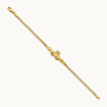 Polished Claddagh Bracelet, 14K