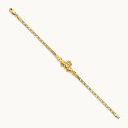 Polished Claddagh Bracelet, 14K