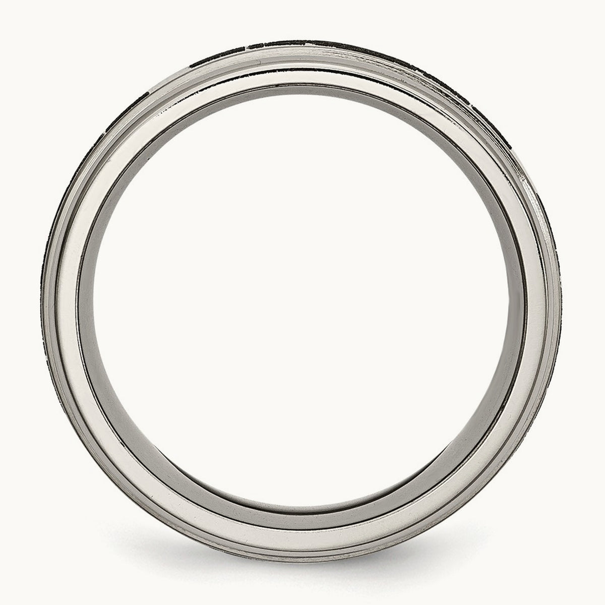 Brushed/Polished Claddagh Laser Design Ridged Edge Band, 8mm, Titanium