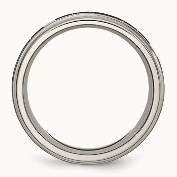 Brushed/Polished Claddagh Laser Design Ridged Edge Band, 8mm, Titanium