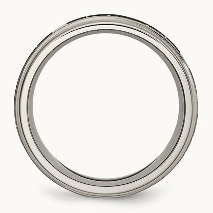 Brushed/Polished Claddagh Laser Design Ridged Edge Band, 8mm, Titanium