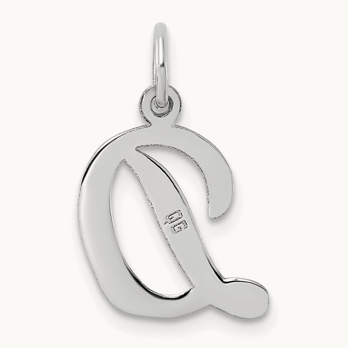 Medium Script Initial Charm — 14K White Gold, D