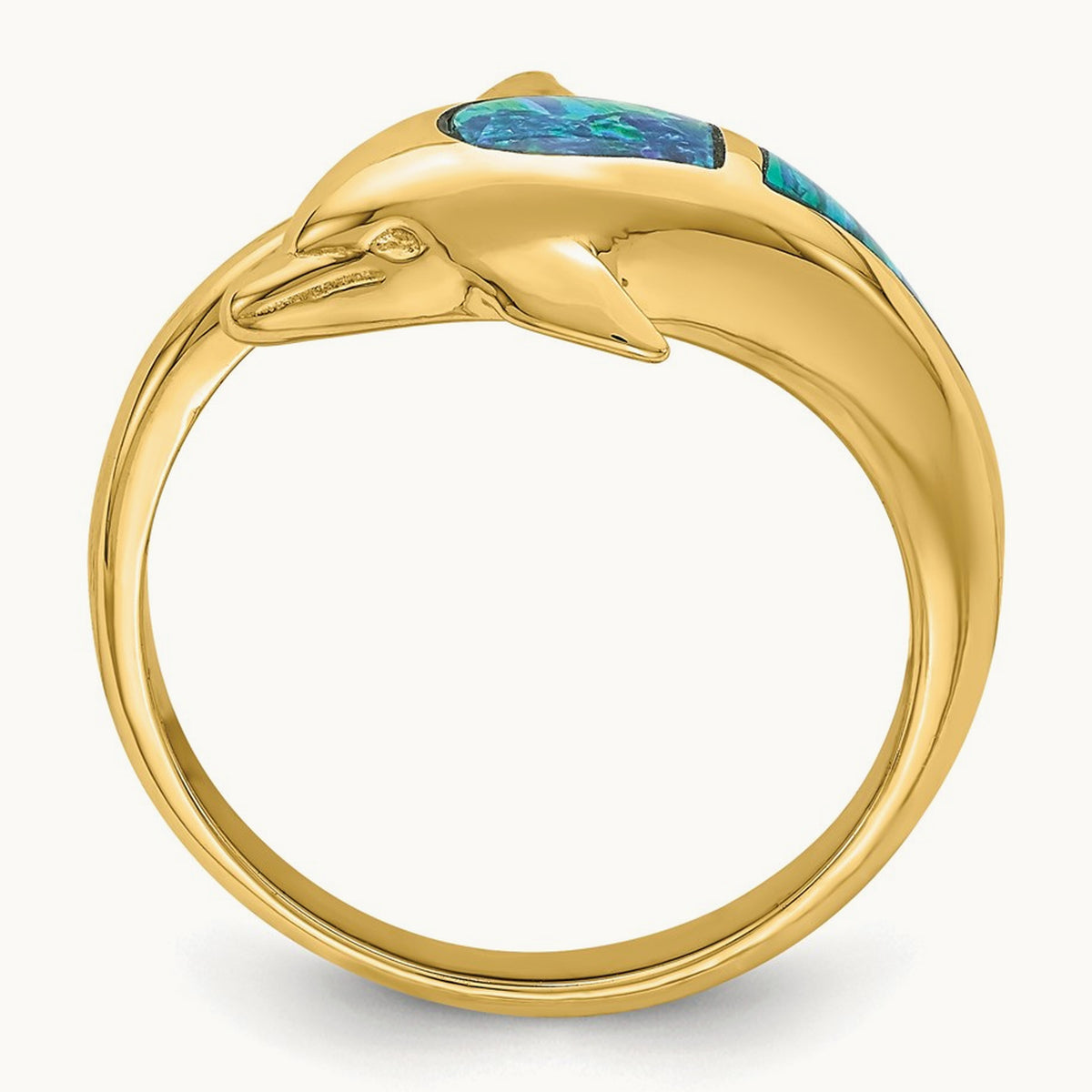 Lab Created Opal Dolphin Ring, 14K