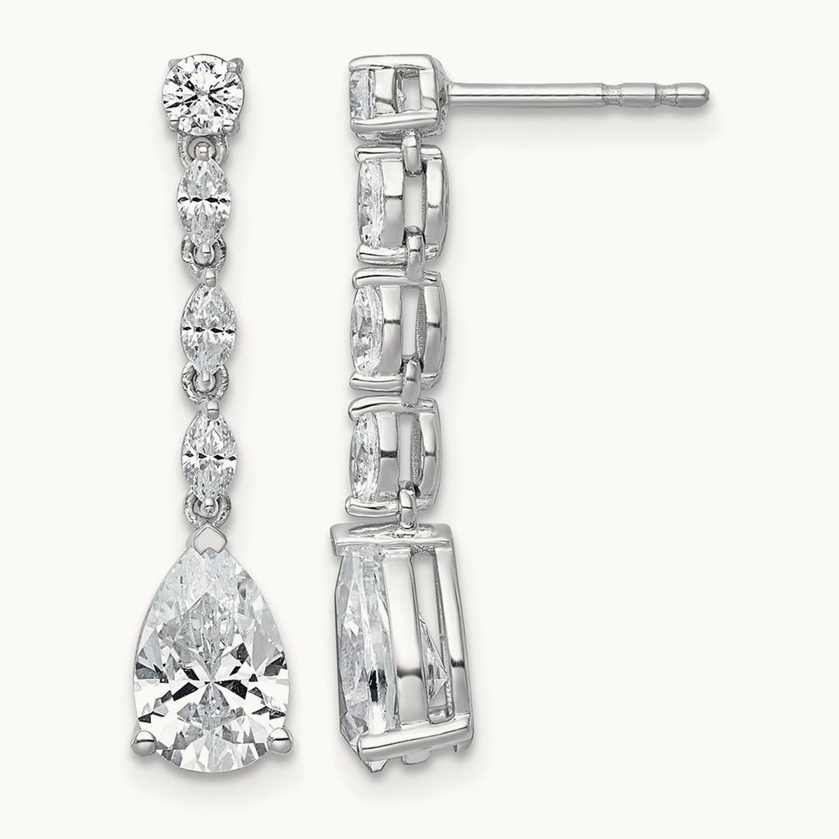 Fashion Dangle Post Earrings, 2.50 ct tw Lab-Grown Diamond — 14K White Gold