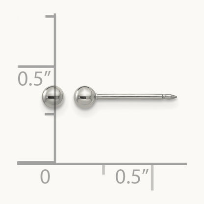 Inverness Stainless Steel Polished Ball Post Earrings — 3mm