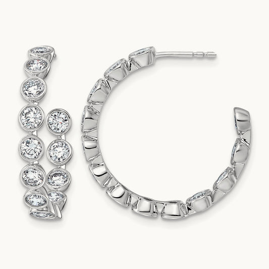 Post Round Hoop Earrings, 3.00-3.50 ct tw Lab-Grown Diamond