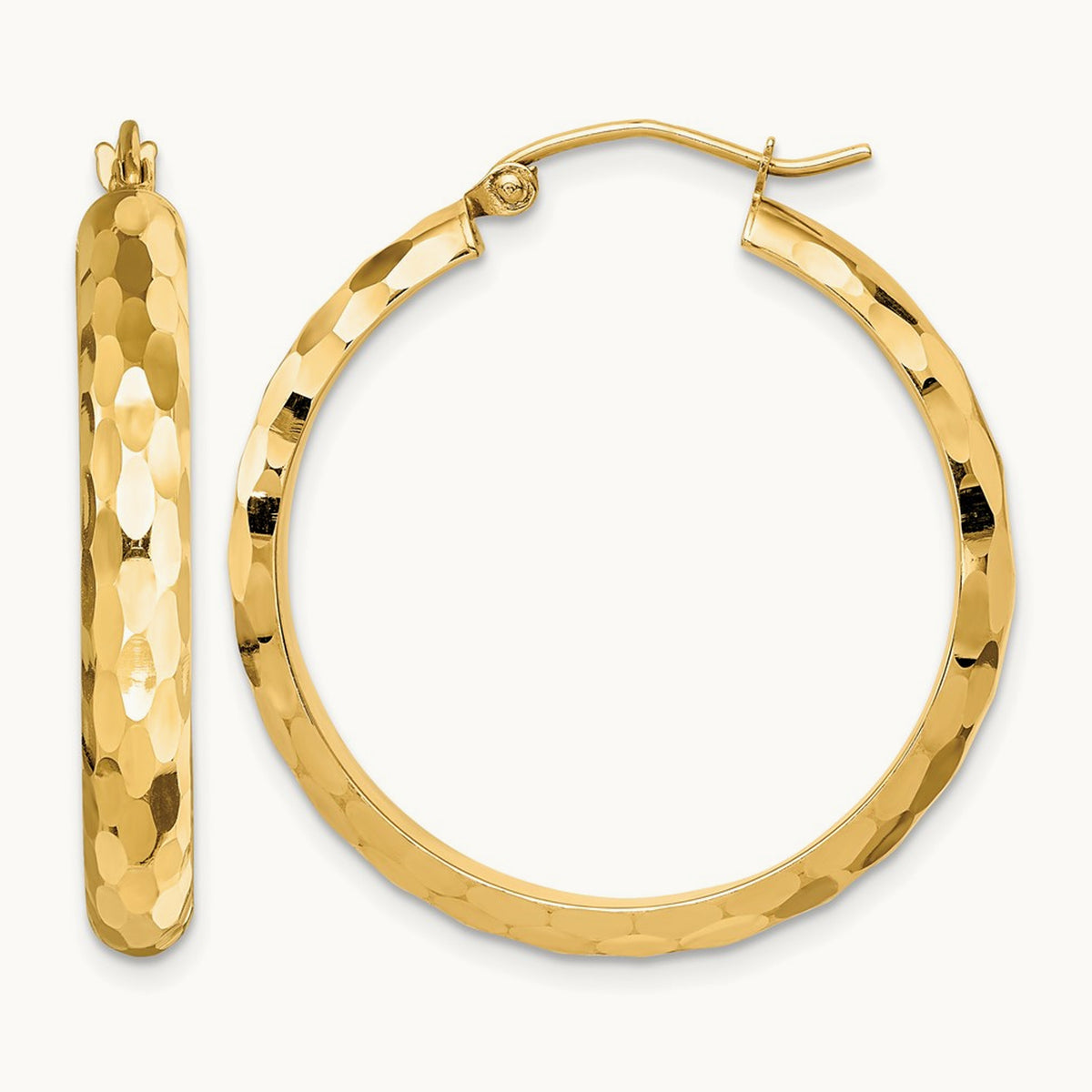 Diamond-cut Hoop Earrings, 14K