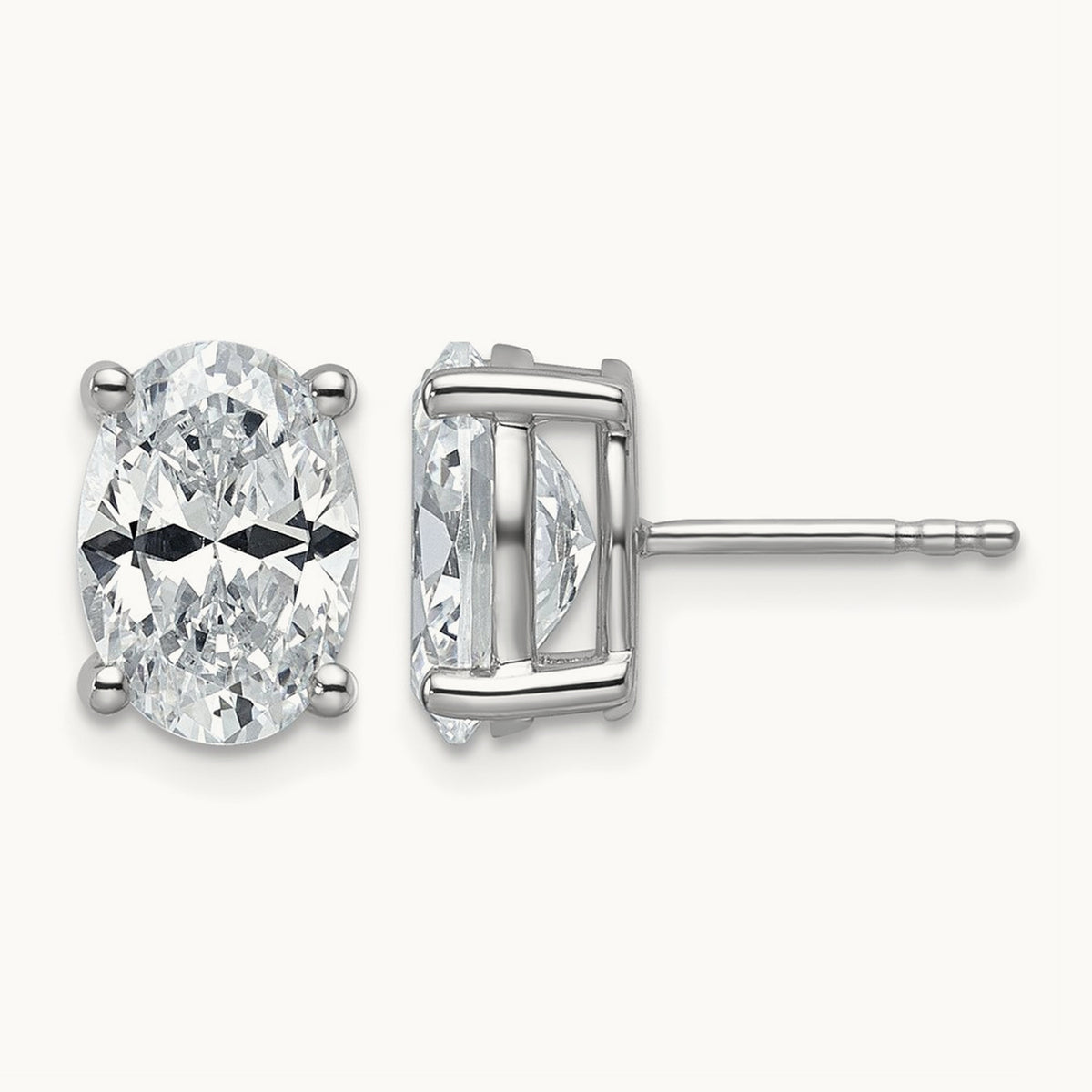 Oval Four-Prong Stud Earrings, 0.50-6.00 ct tw Lab-Grown Diamond — 4 ct, 14K White Gold
