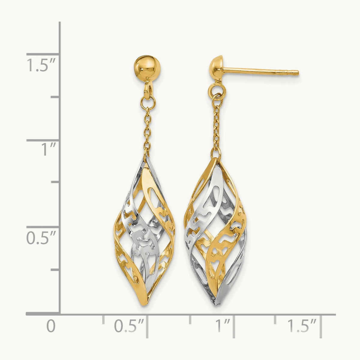 Polished Post Dangle Earrings, 14K Two-tone — Leslie's