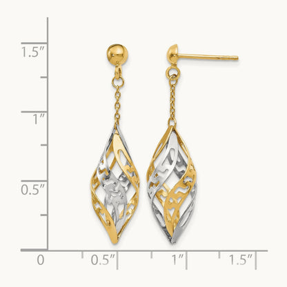 Polished Post Dangle Earrings, 14K Two-tone — Leslie's