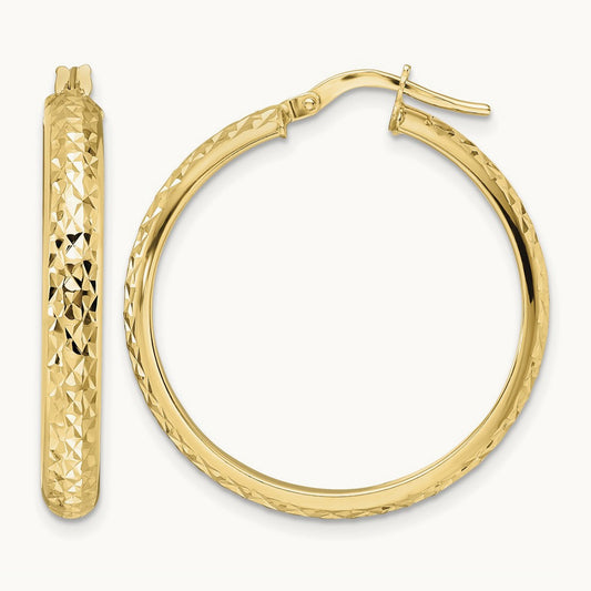 Polished Diamond Cut Hoop Earrings — photo set