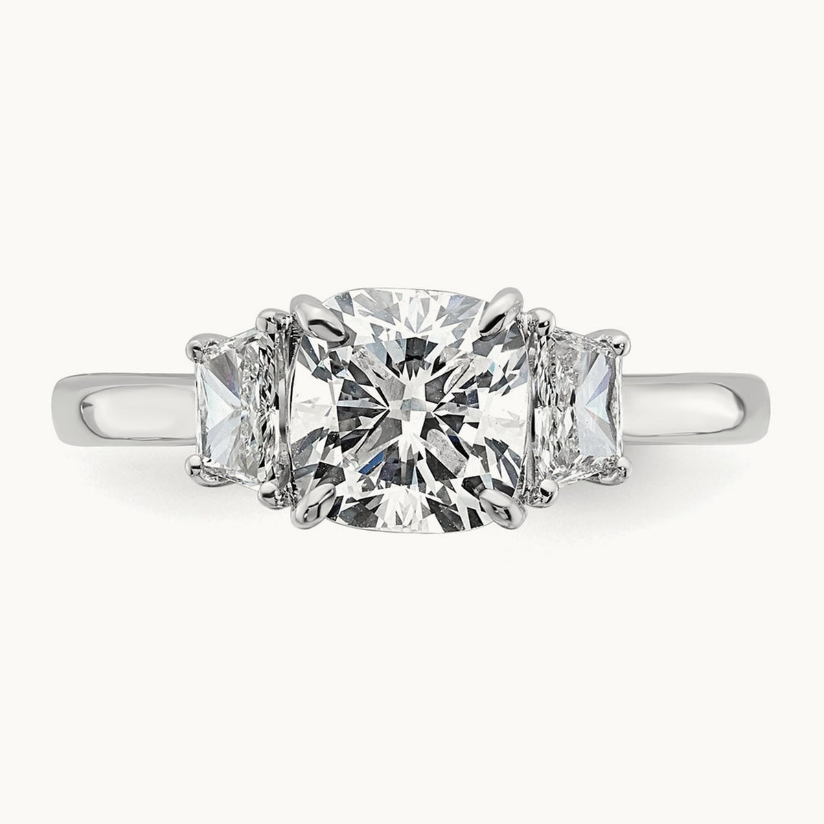 Cushion & 1/2 Moon Engagement Ring, 1.25-3.75 ct tw Lab-Grown Diamond — 1 7/8 ct, 14K White Gold