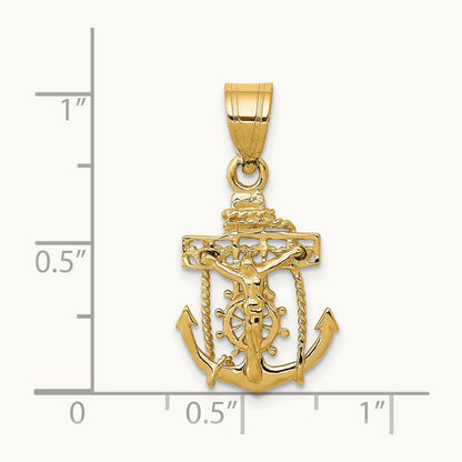 Mariners Cross Pendant — 14K Yellow Gold, 26mm
