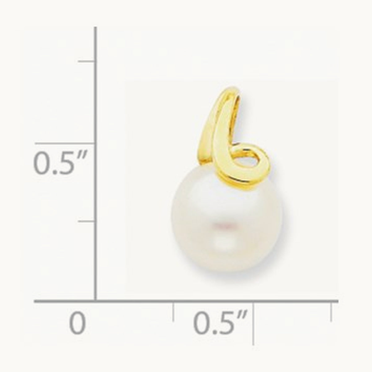 8- White Button Freshwater Cultured Pearl Pendant Slide, 9mm, 14K