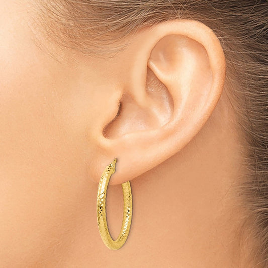 ForeverLite Polished and Textured Hoop Earrings — Leslie's — photo set