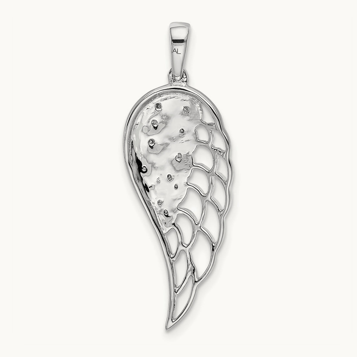 Diamond Open-work Wing Pendant, 14K White Gold